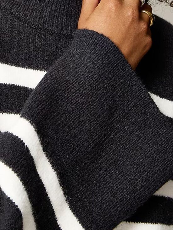 J. Crew Black Ivory Chunky Crewneck Sweater in Supersoft Yarn/NWT/L - Picture 3 of 13